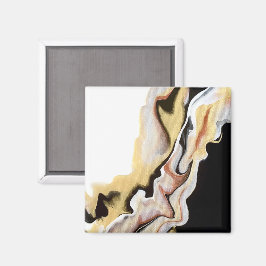 Alligare Abstract Gold Black White Fluid Art Magnet
