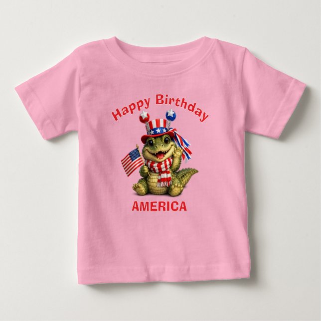 Alligator (3e) Patriotic Kid T-Shirt (Vorderseite)