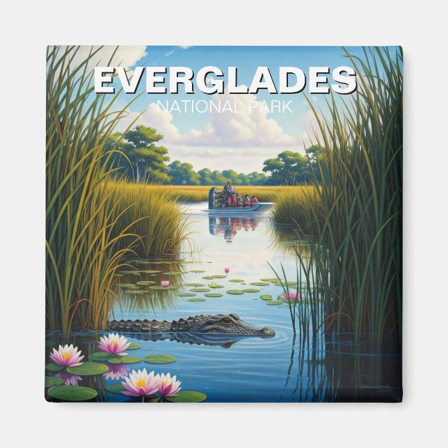 Alligator Airboat Everglades Nationalpark Florida Magnet (Vorne)