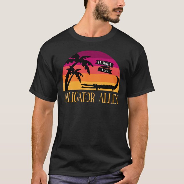 Alligator Alley Florida Everglades Retro T - Shirt (Vorderseite)