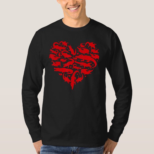 Alligator Animal Lover Funny Heart Alligator Valen T-Shirt (Vorderseite)