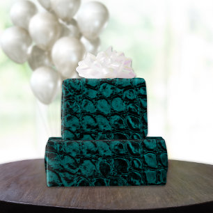 Alligator Aquamarine Imitate Leather Geschenkpapier