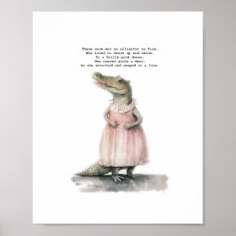 Alligator Art Print - "Alligator in Pink" Poster