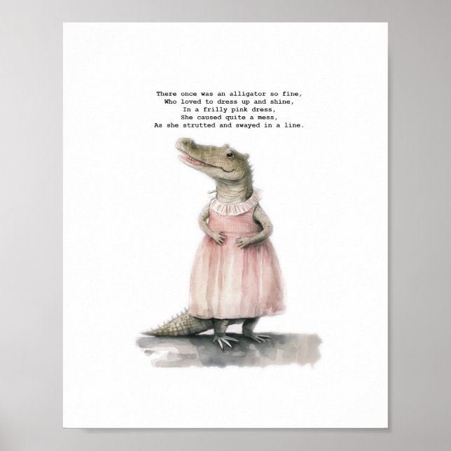 Alligator Art Print - "Alligator in Pink" Poster (Vorne)