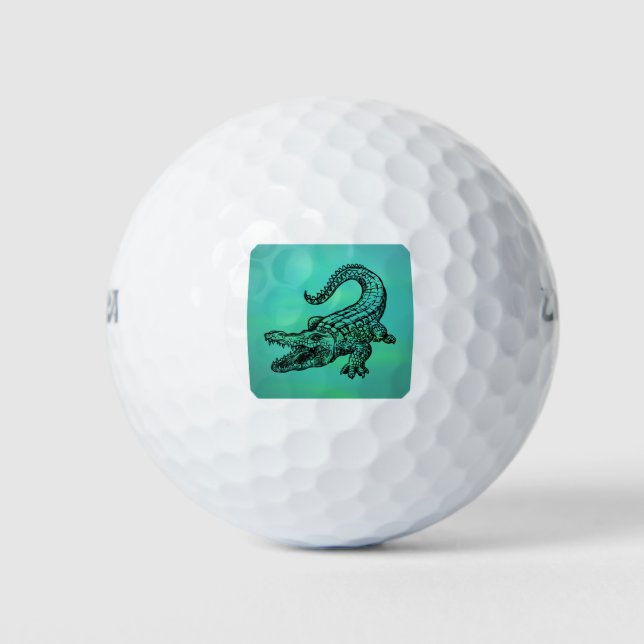Alligator auf einem schwach grünen Hintergrund Golfball (Vorderseite)