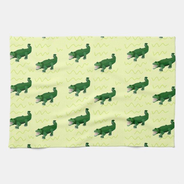 Alligator auf gelb geschirrtuch (Horizontal)