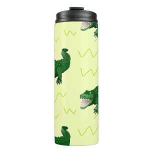 Alligator auf gelb thermosbecher