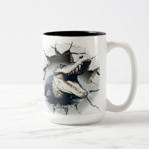 Alligator aus der Wand Zweifarbige Tasse