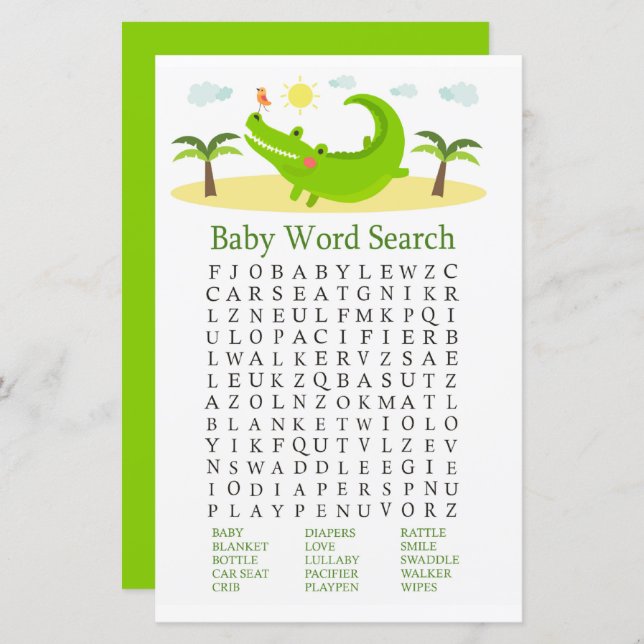 Alligator Baby Shooter Word Search Game (Vorne/Hinten)