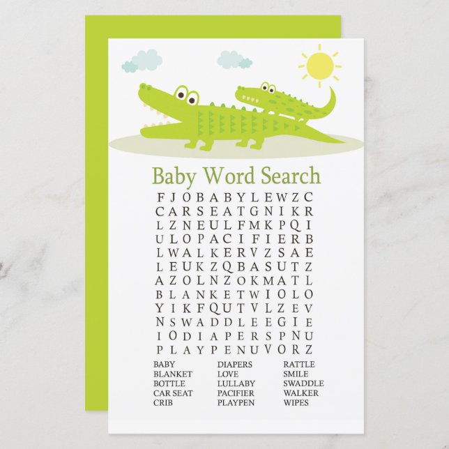 Alligator Baby Shooter Word Search Game (Vorne/Hinten)