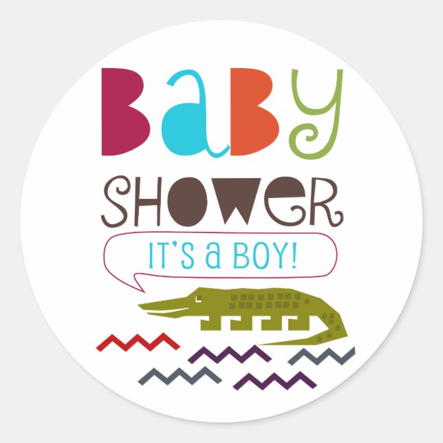 Alligator Baby Shower Stickers (Vorderseite)