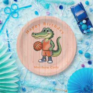 Alligator Basketball Geburtstagsparty für Jungen Pappteller