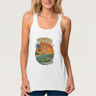 Alligator Beach Surfen Retro Gator Coastal Surf Tank Top