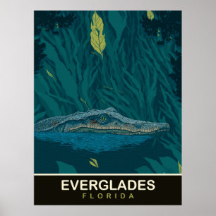 Alligator bei Everglades, Florida, Reisen Poster