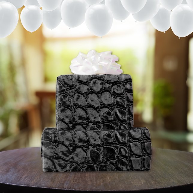 Alligator Black Imitats Leather Geschenkpapier (Von Creator hochgeladen)