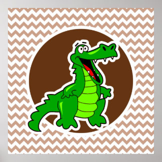 Alligator; braun Zickzack Poster