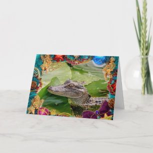 Alligator Christmas Card Karte