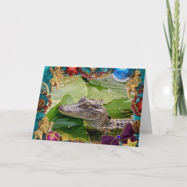 Alligator Christmas Card Karte (Vorderseite)