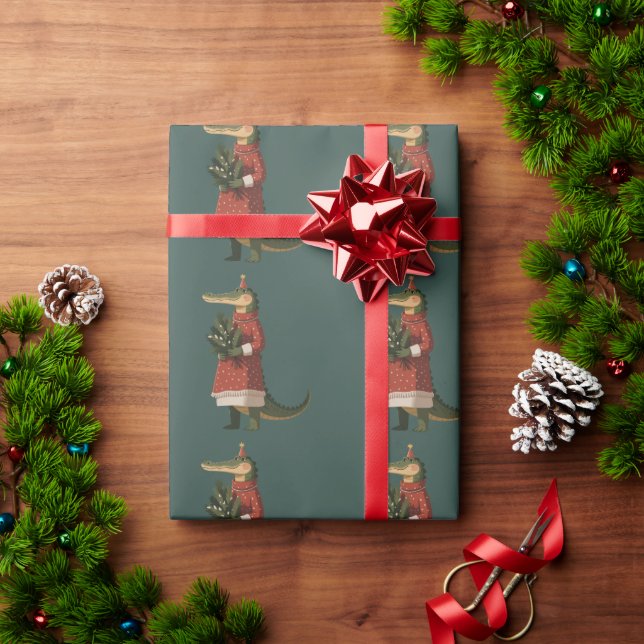 Alligator Christmas Crocodile Lover Holiday Funny Geschenkpapier (Feiertagsgeschenk)