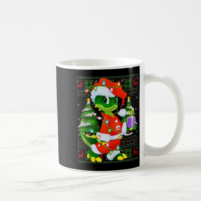 Alligator Christmas Lights Santa Costume Ugly Xmas Kaffeetasse (Rechts)