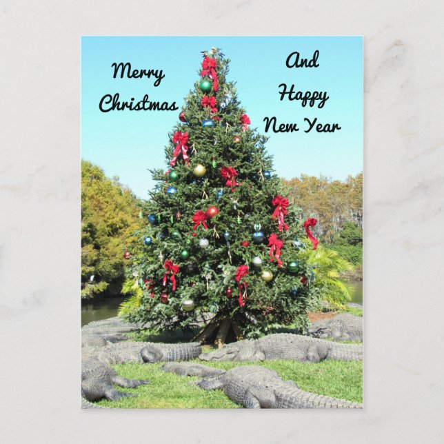 Alligator Christmas Postcard Postkarte (Vorderseite)