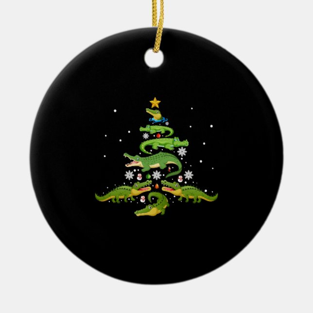 Alligator Christmas Tree Cute Xmas Lover Lights Keramik Ornament (Vorne)