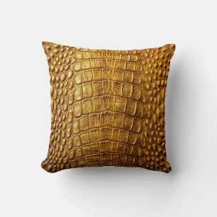 Alligator Crocodile Skin Imitate Altes Goldleder Kissen