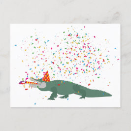 Alligator Crocodile - Tiere mit Party Feiertagspostkarte