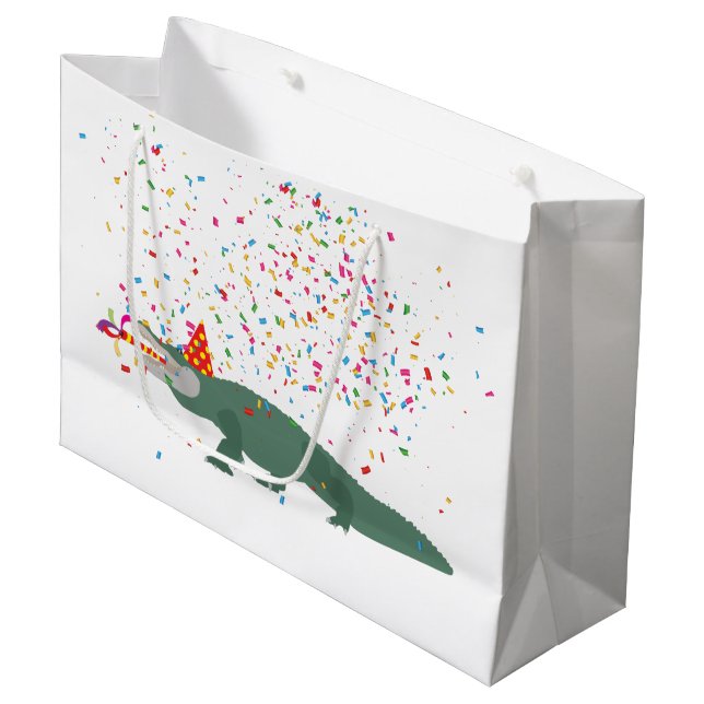 Alligator Crocodile - Tiere mit Party Große Geschenktüte (Vorderseite Schrägansicht)