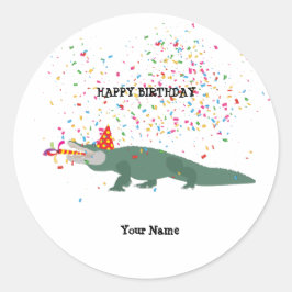 Alligator Crocodile - Tiere mit Party Runder Aufkleber
