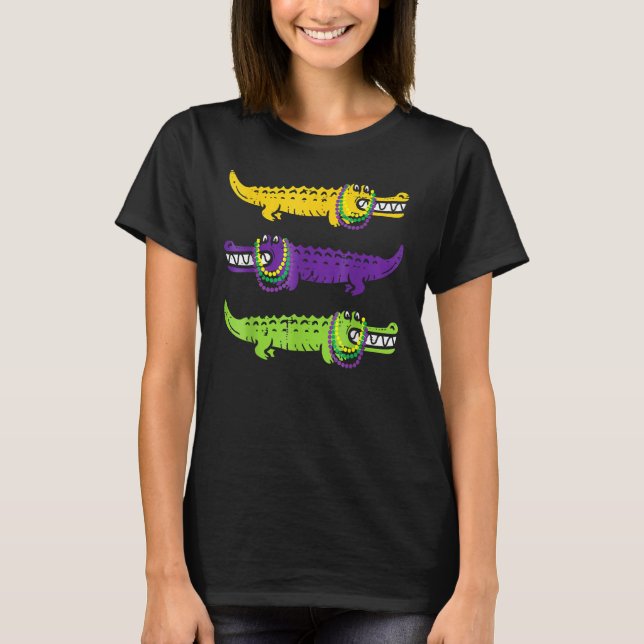 Alligator Crocodiles Louisiana Mardi Gras Party Bo T-Shirt (Vorderseite)