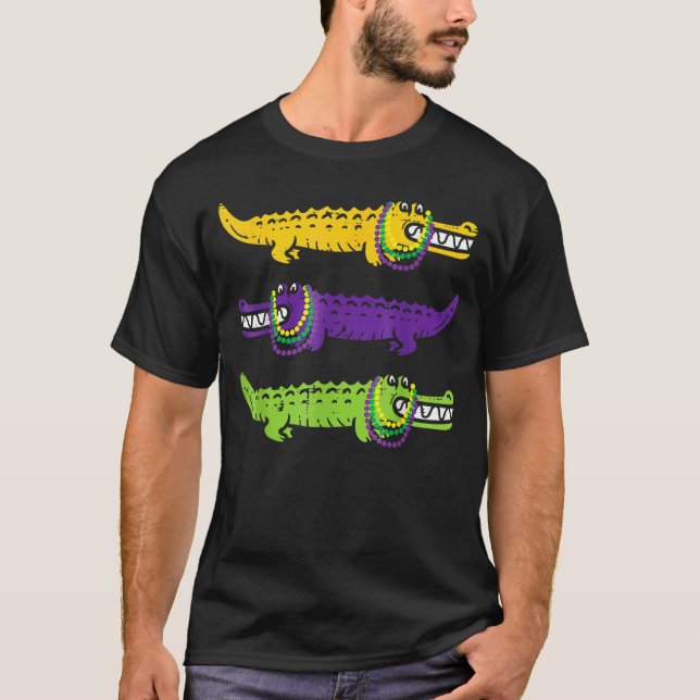 Alligator Crocodiles Louisiana Mardi Gras Party Bo T-Shirt (Vorderseite)