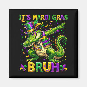 Alligator Dabbing Bruh Mardi Gras Karneval Teenage Magnet
