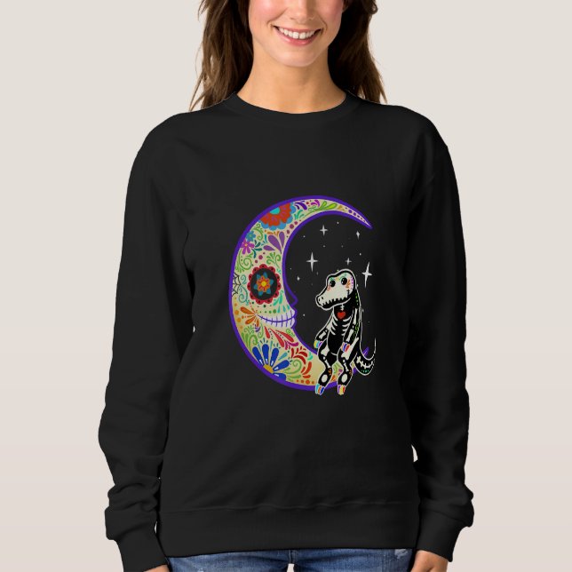 Alligator Dia De Los Muertos Skelett Sweatshirt (Vorderseite)