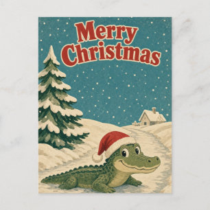 Alligator Eislane Tier Weihnachten Postkarte