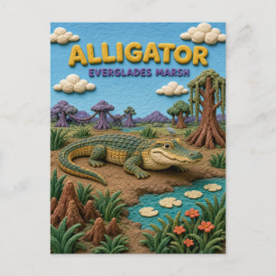 Alligator Everglades Sumpf Modern KlayKoo Postkarte