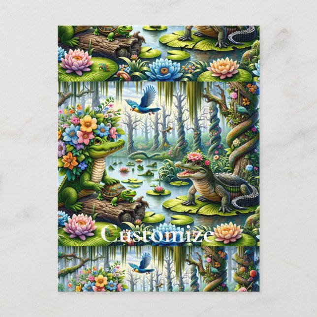 Alligator Fantasy Sumamp Thunder_Cove Postkarte (Vorderseite)