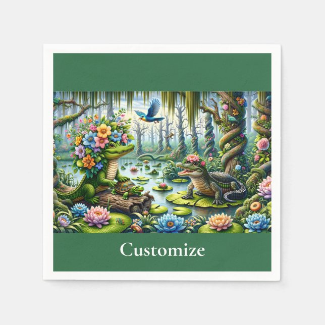 Alligator Fantasy Sumamp Thunder_Cove Serviette (Vorderseite)