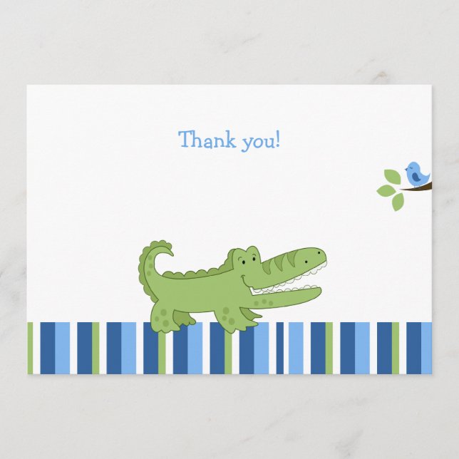 Alligator Flat Vielen Dank - Blau/Grün Mitteilungskarte (Vorderseite)