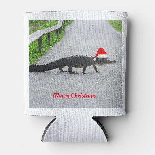 Alligator Frohe Weihnachten lustiges Foto Dosenkühler (Vorderseite)