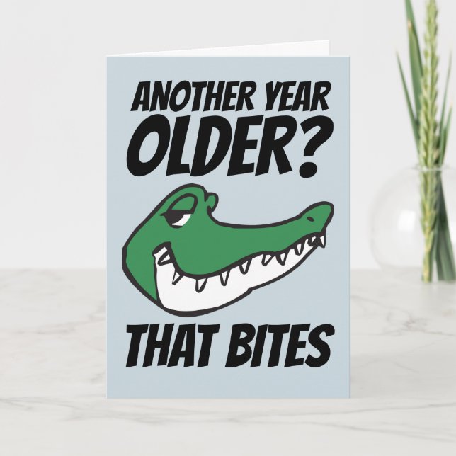 ALLIGATOR FUNNY BIRTHDAY BITES BITES CARDS KARTE (Vorderseite)
