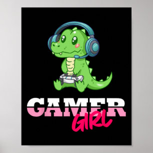 Alligator Gamer Girl Gaming Poster
