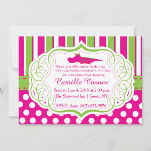 ALLIGATOR GIRL BABY SHOWITE INVITE EINLADUNG