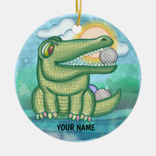 Alligator Golf Keramik Ornament