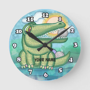 Alligator Golf Runde Wanduhr