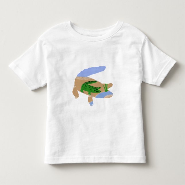 Alligator Green Whimsical Cartoon Art Kleinkind T-shirt (Vorderseite)