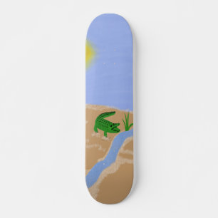 Alligator Green Whimsical Cartoon Art Skateboard