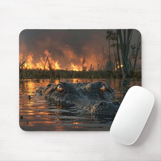 Alligator im Everglades-Waldbrand Mousepad (Mit Mouse)