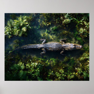 Alligator im flachen Feuchtgebietswasser Poster