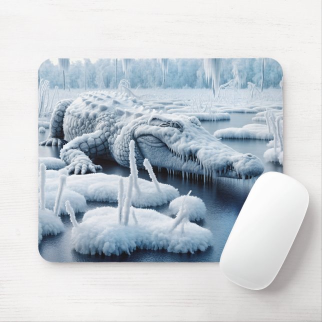 Alligator im Snowy-Sumpf Mousepad (Mit Mouse)